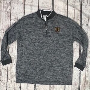 Boston Bruins Gray Quarter-Zip Pullover with Logo Athletic NHL Hockey Jacket